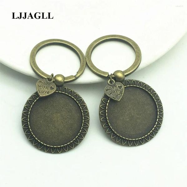 Keychains ljjagll 3pcs/Los Metall Handgefertigte Trendt DIY Key Ring Peach Heart Charm Fit rund 25mm Cabochon Set Anhänger Schmuck AYSQ011