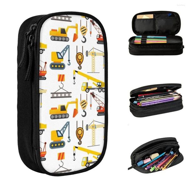 Máquinas de construção escavadeiras de case de lápis Trucks Cartoon Box Pen Titular para Student Big Capacate Bag School Stationery