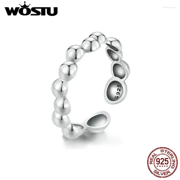 Ringos de cluster wostu 925 Sterling Silver Bubble Ring Open Deding Simple Tamanho Grátis Redicável Para Mulheres Presente de Aniversário de Jóias Finas