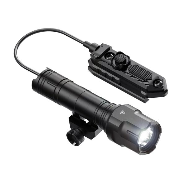 Lichter 1200 Lumen Taktische Taschenlampe Mattes schwarzes Aluminium -LED -Waffenlicht mit MLOK -System Ferndruckschalter für Picatinny Rail