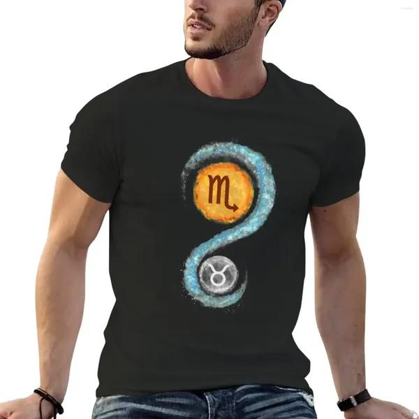 Polos masculinos Escorpião Sun Taurus Moon T-shirt pesos pesados Funnys Camisetas estéticas para homens algodão