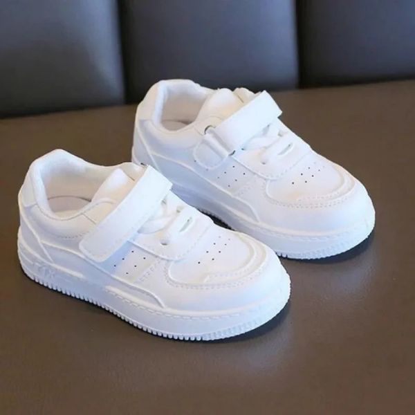 Tenis spor ayakkabı çocuklar bebek ayakkabı bahar kız kızlar spor ayakkabıları gündelik tahta deri yumuşak çocuklar küçük beyaz 240426