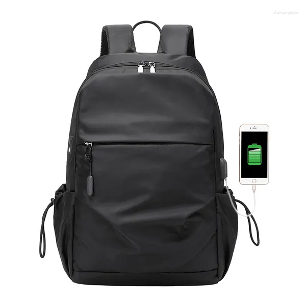 Backpack Super Light Nylon USB Charging Laptop Men Travel à prova d'água para bolsa de escola de negócios de computadores