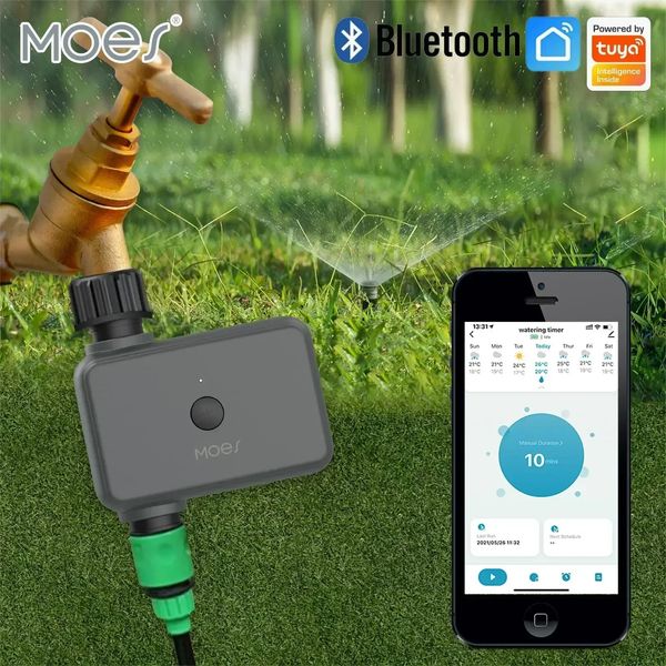 Timer di annaffiatura da giardino MOES Bluetooth Smart Drip Irrigation Detaggio di pioggia Controller programmabile TUYA Automatico Alexa Voice 240415
