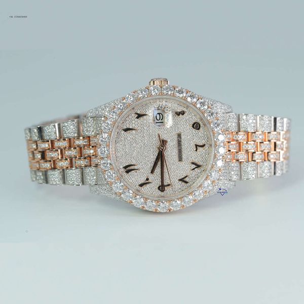 Mens Hip Hop Hop Hop Rose Gold Color completamente ghiacciato Diamonds Moissanite Orologi di alta qualità con chiarezza VVS