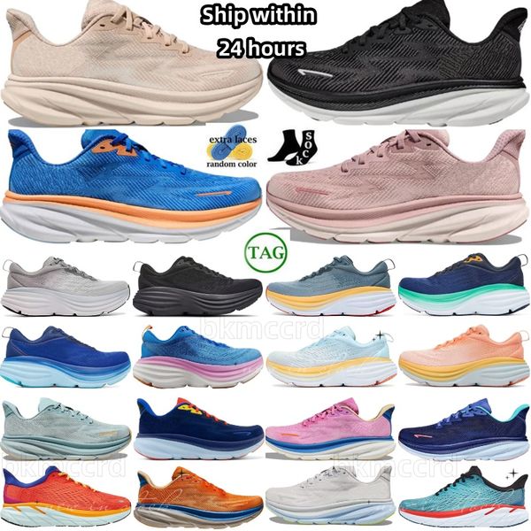 Тренеры по кроссовкам Clifton 9 Bondi 8 GTX Peach Whip Triple Black White Harbor Mist Airy Blue Cyclamen сладкая сирька Летняя песня Country Air Coastal Sky все на борту