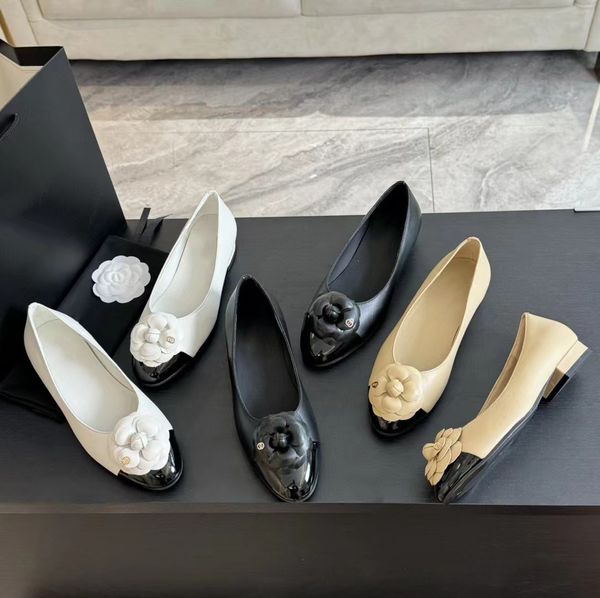 Ballett Flats Cha Französische Paris Luxus Frauen Designer Schuhe Blumenschaffell Leder Ballerina Runde Zehen Frauenkleid Schuhe Zapatos Ballet Sandale mit Kastenstaubbeutel