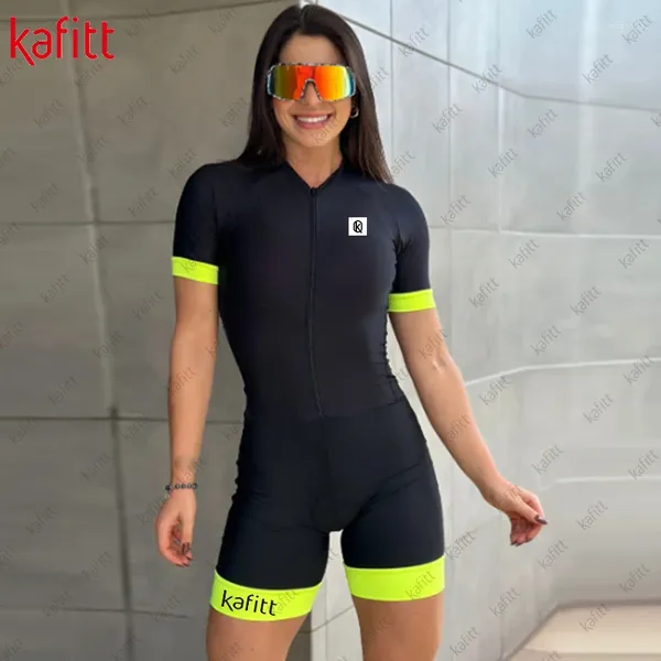 Set da corsa Kafiwomen's Jumpuit 2024 Summer Black Short Short Cycling Cycling Abito da squadra all'aperto