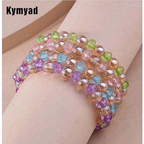 Charm Bilezikler Kymyad 8mm Gözler Kadınlar İçin Boncuklar Koreli Modaya Moda Bohem Bijoux Femme Renkli Boncuklu Bilezik Takı