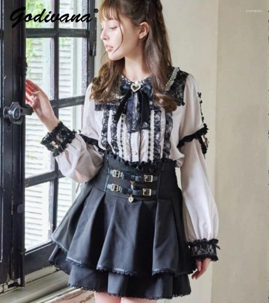 Camicette da donna giapponese Liz 2024 Spring Mine Spring Sweet Staccabili Stit a pizzo Shirt Lolita femmini