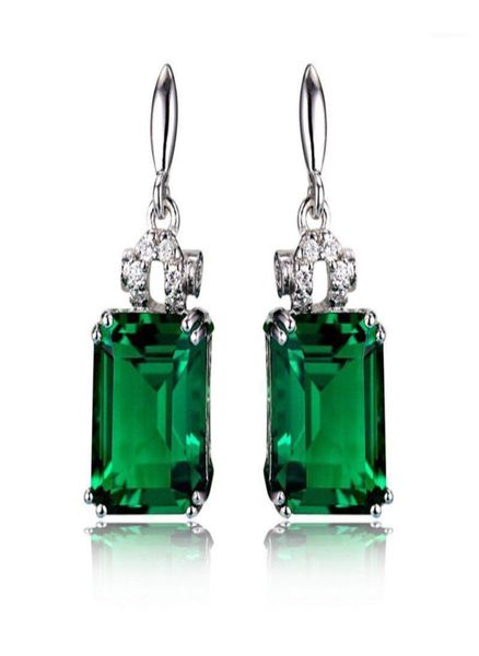 Gümüş Renk 925 Emerald Takı Küpe Kadınlar İçin Peridot Mistik Jade Taş Garnet Zümrüt Damla Küpeler Kadın17380533