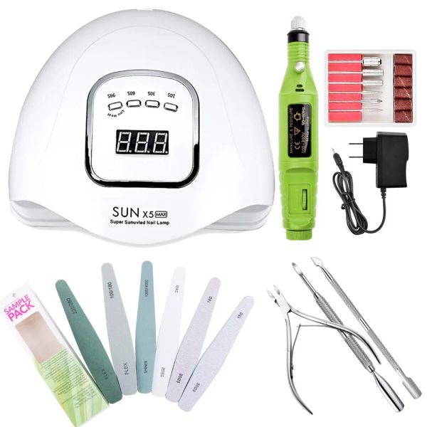 Kits Diozo Maniküre Set für Nagel 90W UV LED -Lampe Trockner mit 6pcs Nagelfeilen Nagelbohrer Hine Nagelhaut Pusher -Werkzeuge Nagellacker