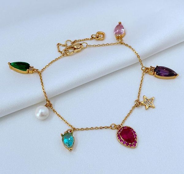 18K Gold Fashion Luxury Colorful Zircon Charm Bracelet