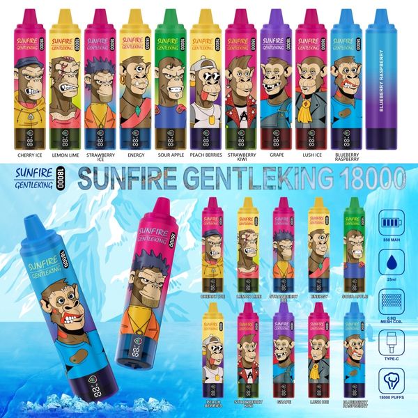 Alta qualidade Sunfire 18000 Pushs com tela VAPE VAPE 25ML E líquido 850mAh enorme vapor soff 18000 15000 15k 18k 20k Pen Hookah Tornado Vape descartável France CZ NL