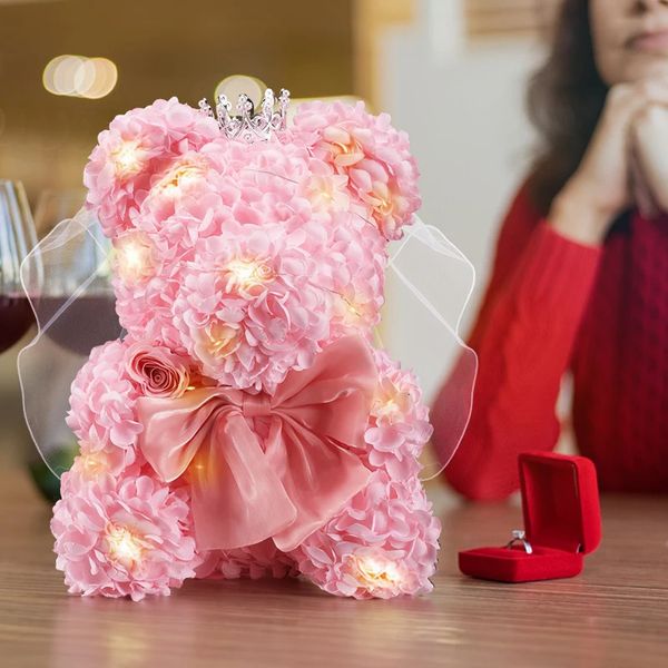 Fiori artificiali orsacchiotto regalo ideale per la sua sorpresa con questo eterno ortensia orso per compleanni San Valentino 240418