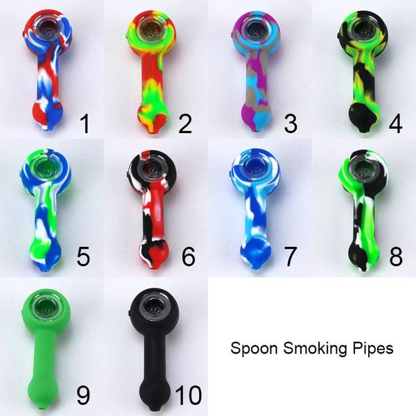 Bong Silicone Hand Multi Designs Water Pipes Tubi di fumo di fumatori Figura cartone animato Multi design per erbe secche portatili senza grazia all'ingrosso all'ingrosso