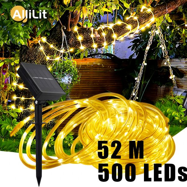 Decorazioni 500SED a LED a led esterna a tubo solare corda fata spiegazione impermeabile decorazione natalizia lampada per cortile da giardino balcone