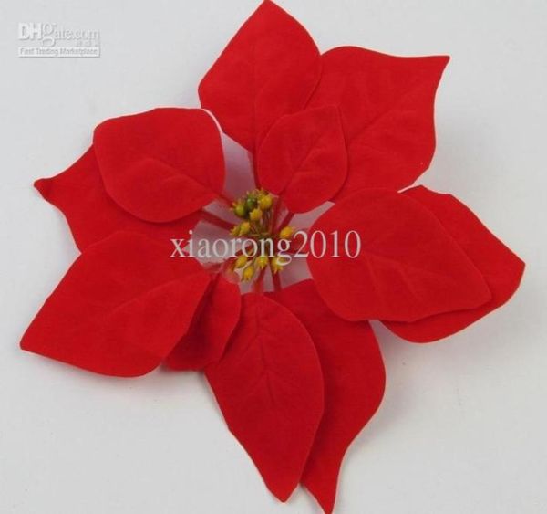 100 pezzi di poinsettia rossa di seta di natale di natalizie Dia20CM787QUOT Flower artificiale6041065