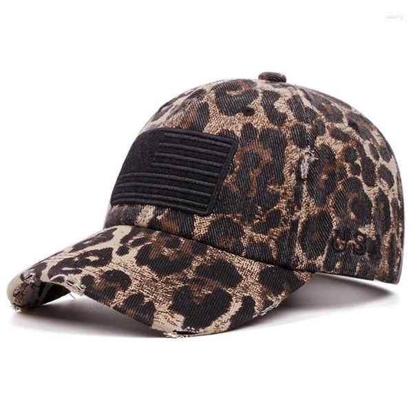 Top Caps Leopar Baskı Beyzbol Kapağı Adam Kadın Amerikan Bayrağı Yürüyüş Net Snapback Hat Nefes Alabaç Hızlı Dry Açık Sunhat Gorras Hombre