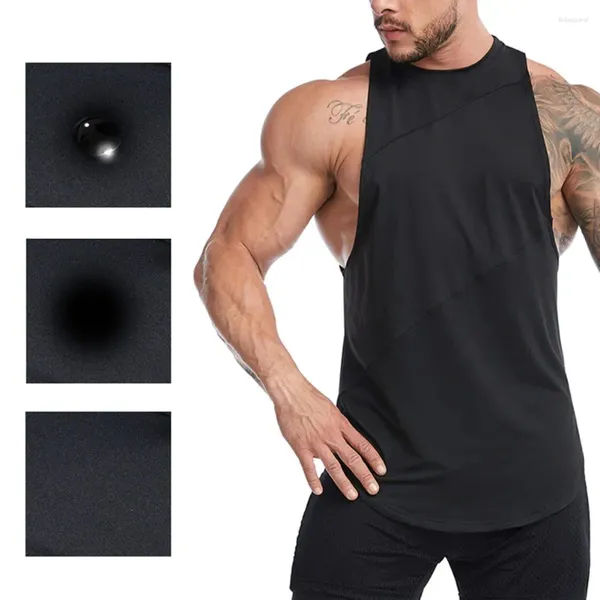 Tops da uomo Stringer Stringer singlet giubbotto 95%poliestere 5%spandex nero blu nero grigio verde s-3xl bodybuilding sportivo marchio sportivo