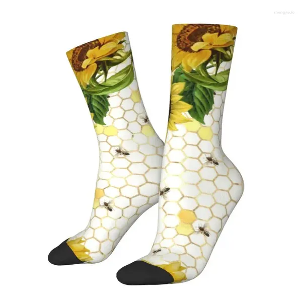 Herrensocken Vintage Sonnenblume Biene Honigbienenkleid Herren Womens Warm Fashion Crew