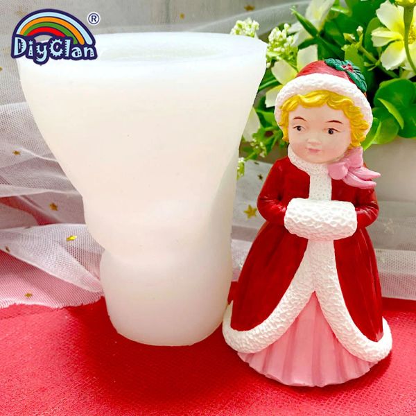 Velas Modelo de Princesa de Christmas MOLD SILICONE PARA GYPSUMO SOAP CANDELO MOLD 3D