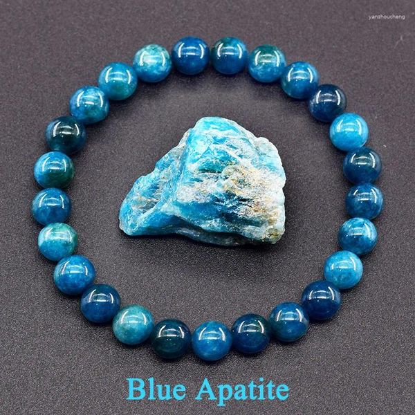 Strand Oaiit echtes natürliches Tiger Eye Blau Apatitarmband Männer Farbe Kristall Achat Quarz Frauen Energie heilender Yogaschmuck