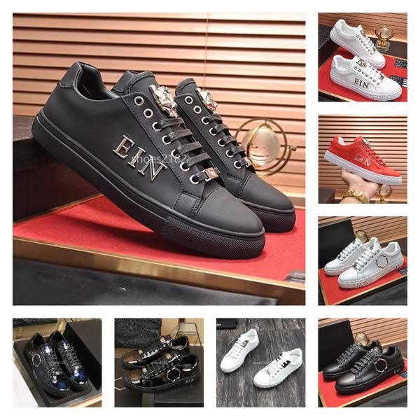 Designer de luxo Philip Plain Scarpe Men Brand Classic Fashion Shoes Series Top Quality Leather Metal Aluminium Rivet Skulls PP padrão de alumínio tênis tigre