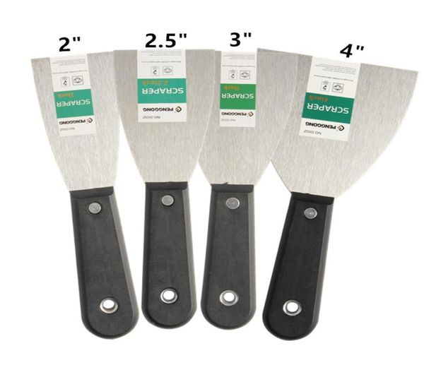 4pcSset Faca lâmina de raspador de faca 2quot 25quot 3quot 4quot carbono aço maçaneta de plástico racadio pára -pá de parede de pá de reboco KN2186817