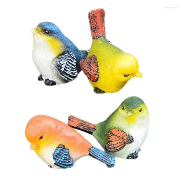 Decorazioni da giardino 67je 4pcs Resin Bird Figurine per animali da arte Figurine per prato