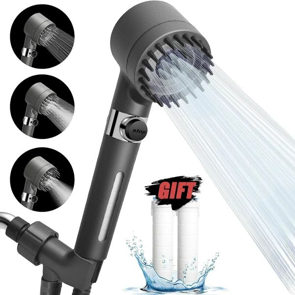 Impostare il soffione della doccia ad alta pressione a 3 modalità Spray regolabile con accessori per bagno per rubinetto filtro a pennello massaggio