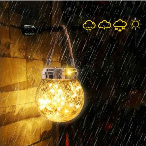 Dekorationen 30 LEDs Solar Nacht Licht Crack Ball Glasglas Wünschten leichter Gartenbaum -Weihnachtsdekorationslampe ohne Glasboot