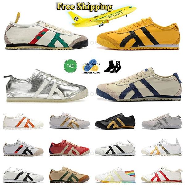 2024 sapatos de corrida de frete grátis para homens femininos tigre mexico 66 tigres amarelo lasca preta branca azul clássico clássico plana vintage tênis ao ar livre