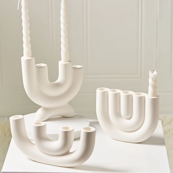 Candele 1pc Porta di candelabri Ceramica Ornamento Fotografia Decorazione per la casa Porta di candele decorazioni per la casa Nordica Ceramica Candelabra