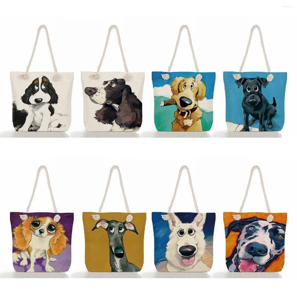 Abendtaschen falten wiederverwendbarer Käufer Tasche Greyhound Schwarze Hund Print Frauen Lady Mode Fashion Stoff Handtaschen Einkaufsanpassung Customize
