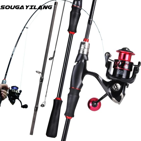 Accessoires Sougayilang 1,8 m 2,1 m Kohlefaser Spinning Fishing Rod und Reel Combos Ultraleicht Fischereistangen Spinnrollenfischerei Set