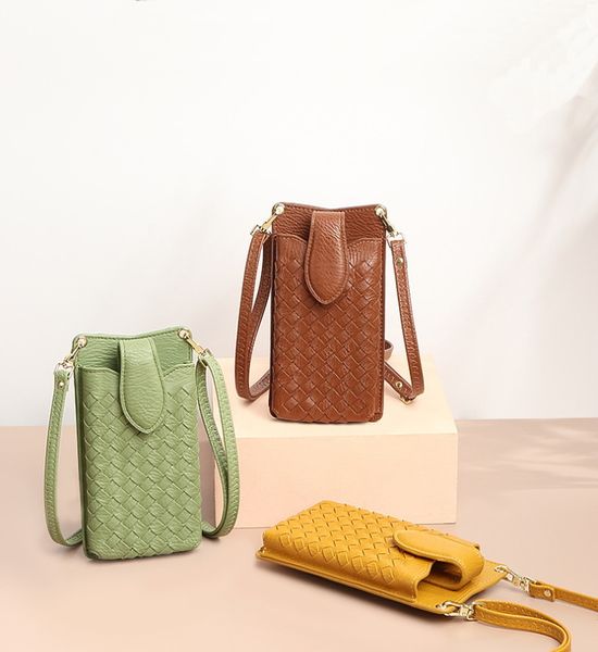 Neue Women -Geldbörsen gewebte Crossbody -Telefon -Tasche einzelner Umhängetaschen Handy -Taschen -Kartenhalter Brieftaschenhandtaschen Taschen