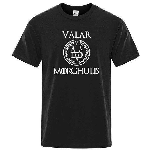 Camisetas masculinas camiseta casual camiseta uma canção de camiseta de gelo e fogo Valar Morghulis Print T-shirts Summer algodão curto roupas respiráveis y240429