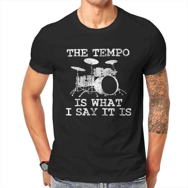 T-shirt maschile tamburi Drumset Musician Drummer Thirt Maglietta da uomo T-Shirt Summer Cotton Ts Strtwear harajuku T240425