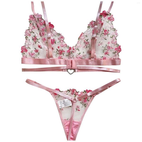 Le mutandine femminili spingono reggiseni senza spalline per le donne back schiena femminile ricami rosa rosa abbottini perizoma perizoma perizoma satina