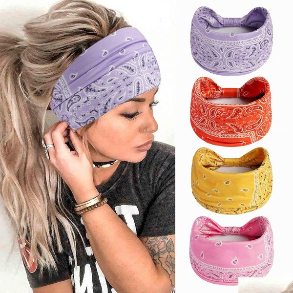 Acessórios para o cabelo com mais de 300 coloridas esportes de banda de cabeça elástica ampla e elástica banda de lavagem de face lava-face lenço de ioga bandana Drop Delivery Otail