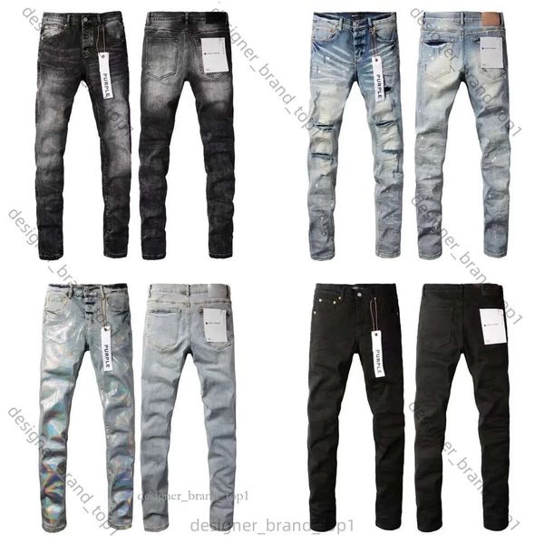 Lila Jeans Denimhose Herren Retro Purple Jeans Designer Jean Motocycle Hosen lässig Streetwear Lila Jeans Kinder gestickt Jeans Wäsche alte Hose 8628