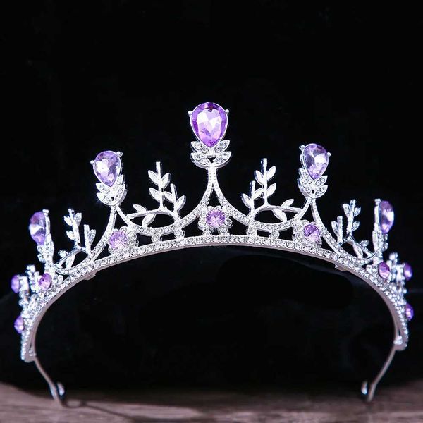 Tiaras baroccia principessa regina corona nuica a corona viola cristallo tiara per donne accessori per capelli a corona vintage gioielli