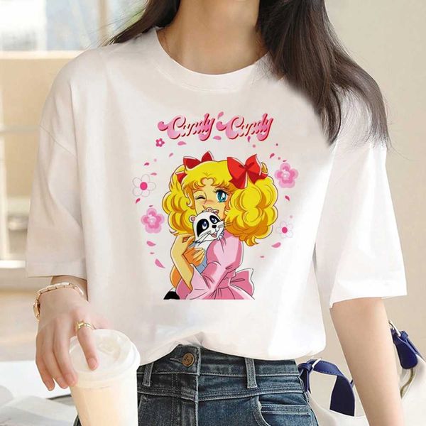 Magliette Candy Candy Anime T-shirt Manga Y2K T-shirt giapponese Girls Street Clothingl2404