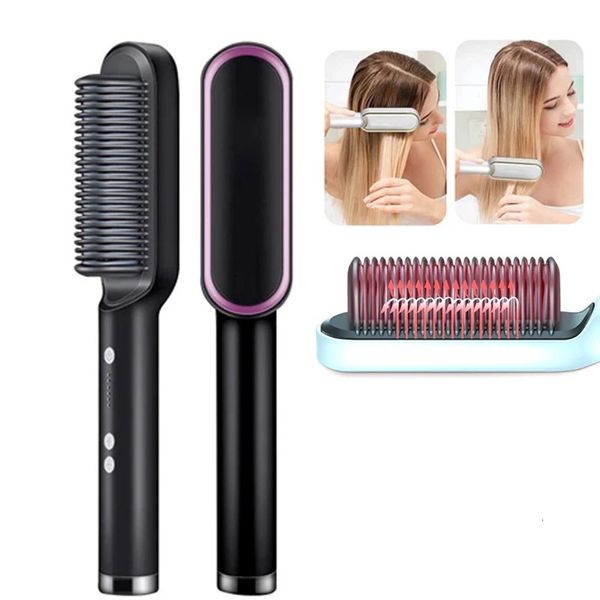 Brush de alisamento de cabelo de nível profissional Ferramenta de estilo anti-ferro e cacho de curling 240424