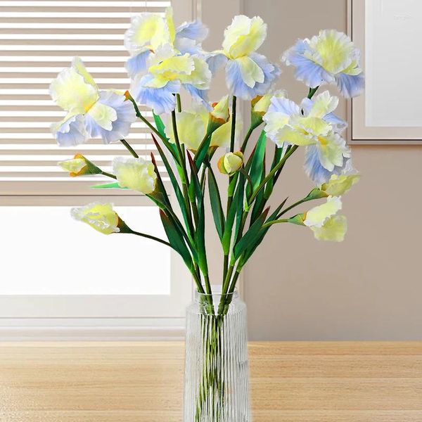 Fiori decorativi artificiale Iris Branch Bouquet Real Touch Simulazione per arredamento da tavolo da casa per matrimoni Silk Falling Party Forniture