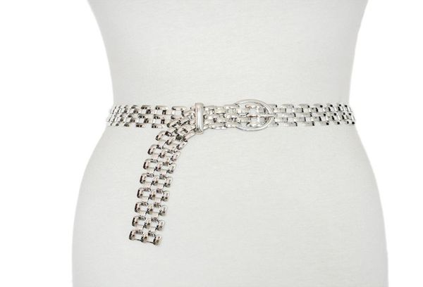 Women039s Belts Cintos de metal Joker Fashion Gold e Silver Chain Belts Punk Metal Hollo Hollo