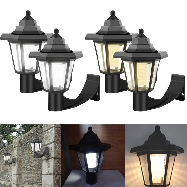 Decorazioni 2 pezzi Light murale solare IP44 Impianto di recinzione solare Auto Light On/Off Solar Lampading Decor Light Decor Solar Garden Lampcape Lampada