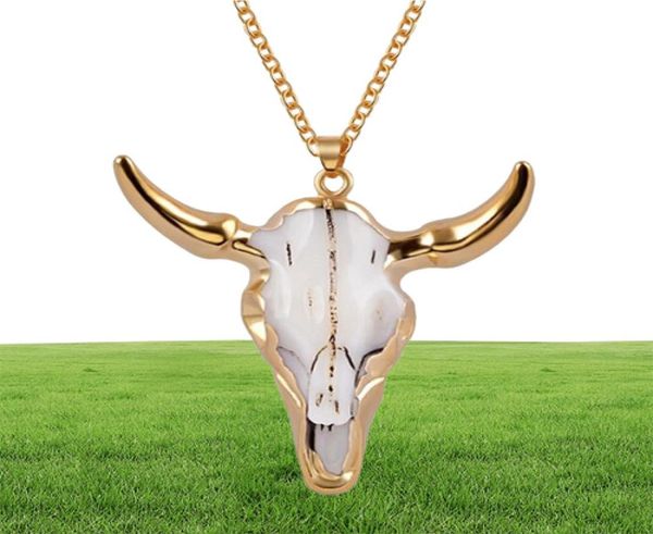 Colar de grife jóias de luxo vintage Bull Skull Men039s Pingente embrulhado Gem Buffalo Cattle American Western National Style 3862800