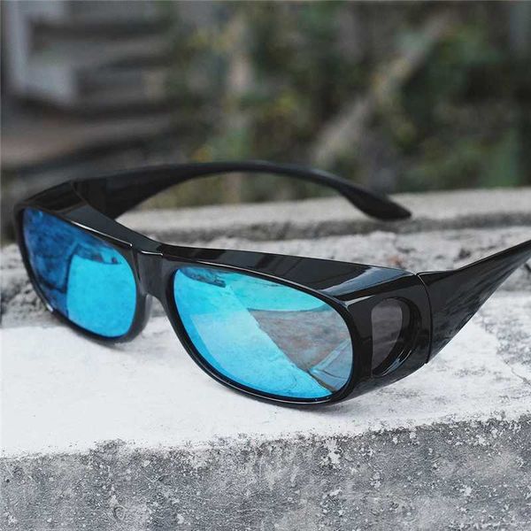 Sonnenbrille polarisierte Sonnenbrille über Augenbrillen Fahren Wickelschildbrillenfischerbrille Sport Sonnenbrille Nachtsicht Brille T240428
